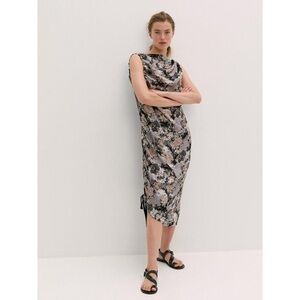 By Malene Birger Dark Grey Mel Ruched Sheath Midi Chita Dress EUC Sz DK 38/US 8